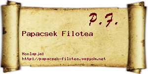 Papacsek Filotea névjegykártya